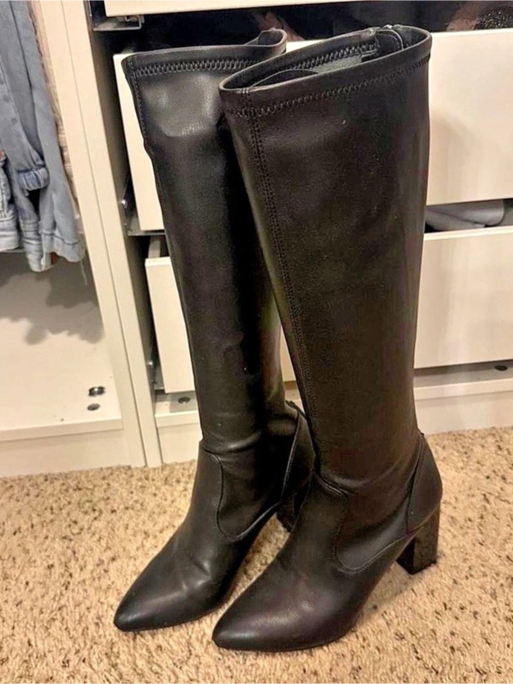Franco Sarto Black Over-the-Knee Heeled Boots